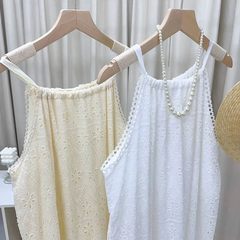 ANNAS 正韓 特價便宜款 實拍 度假長洋裝 蕾絲燒花 長裙 削尖洋裝 海島渡假 浪漫女神性感 6