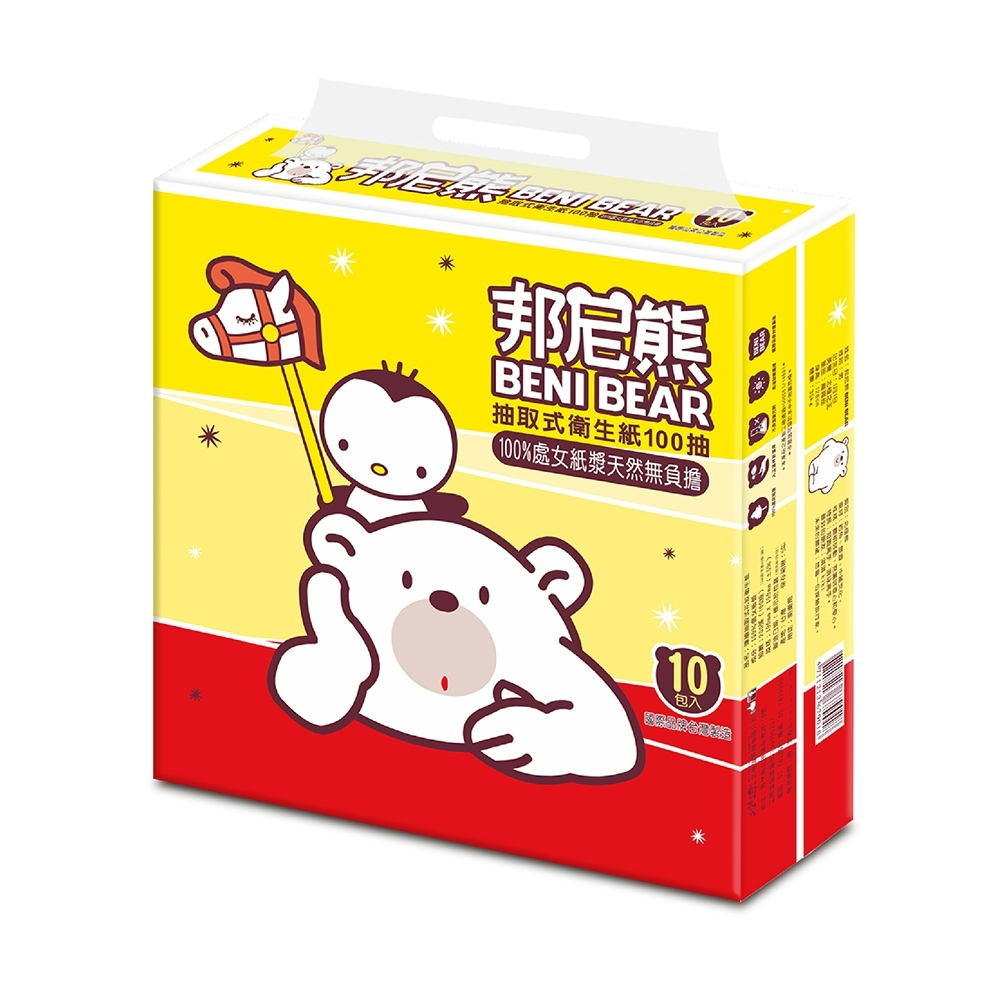 【BeniBear邦尼熊】抽取式衛生紙100抽12包6袋