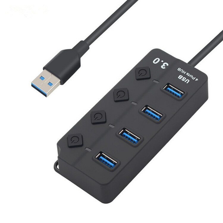 USB3.0 HUB 4口集線器 獨立按鍵開關 分線器一拖四電腦擴展器【宜家良品百貨】