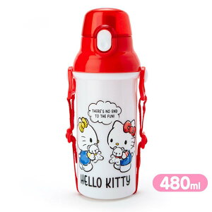 真愛日本 凱蒂貓kitty 對話 日本製 彈蓋 直飲水壺 480ML F121 直飲水壺 水壺 兒童水壺 背帶水壺 水瓶