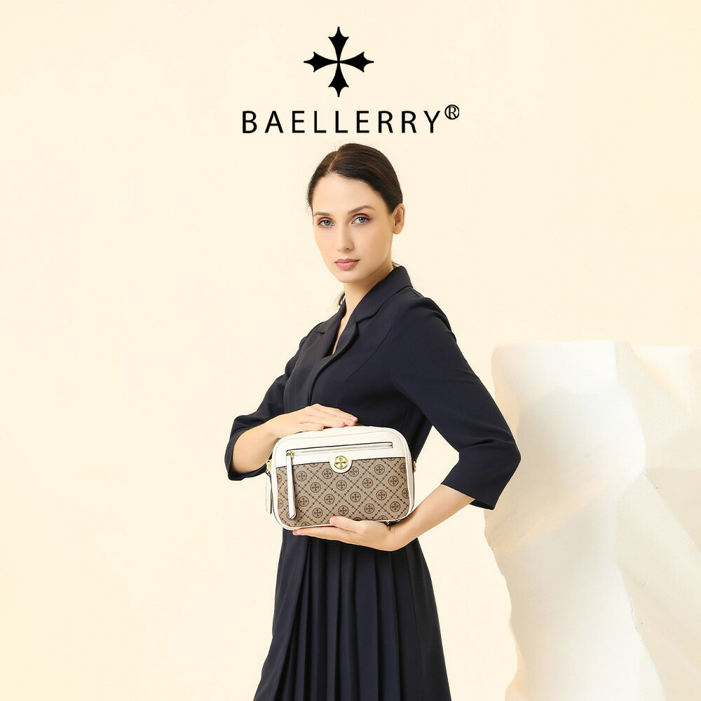 女士錢包 Baellerry小方包 拼色皮革斜背包 女用側背包 手提包款 日常穿搭 多隔層收納