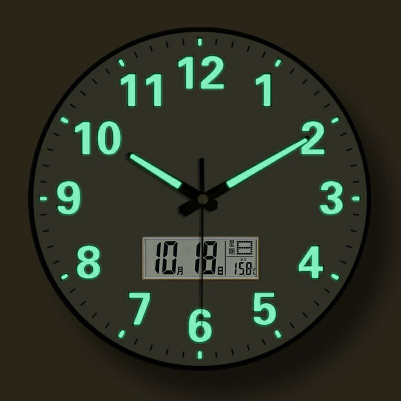 夜光掛鐘臥室靜音創意鐘表客廳石英鐘家用圓形時鐘輕奢壁鐘掛表
