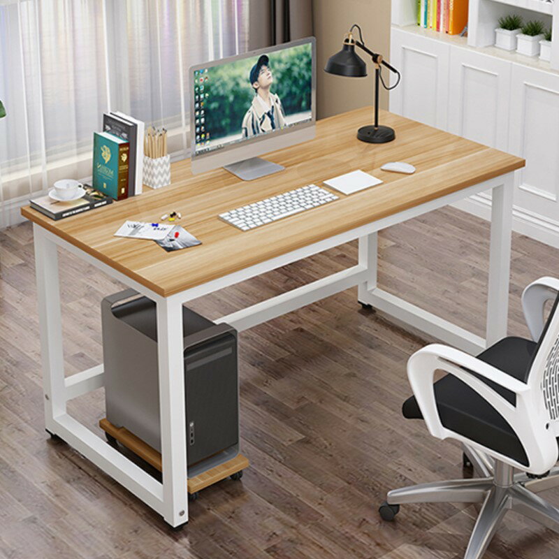 電腦桌長方形桌簡易辦公桌鋼木書桌學生白色桌子長60 70 80 90cm