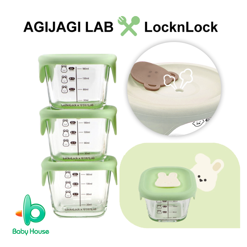AGIJAGI LAB x LocknLock樂扣樂扣寶寶副食品耐熱玻璃調理盒/保鮮盒/230ml-3入組(2款可選)★衛立兒生活館★
