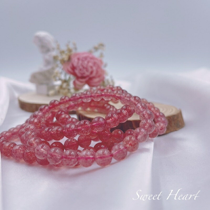 Sweet Heart 田芯開運精選 💯鴿血紅草莓晶 星光 草莓晶 招桃花 招人緣 手珠 手鍊 保證天然水晶無優化 3