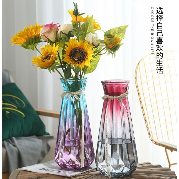 【優選百貨】特大號歐式玻璃花瓶透明水養富貴竹百合幹花花瓶花器客廳插花擺件