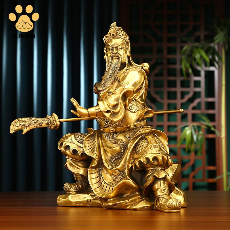 黃銅 武圣關公家居辦公室桌面武財神關公銅像關二爺工藝禮品擺件【W1118】