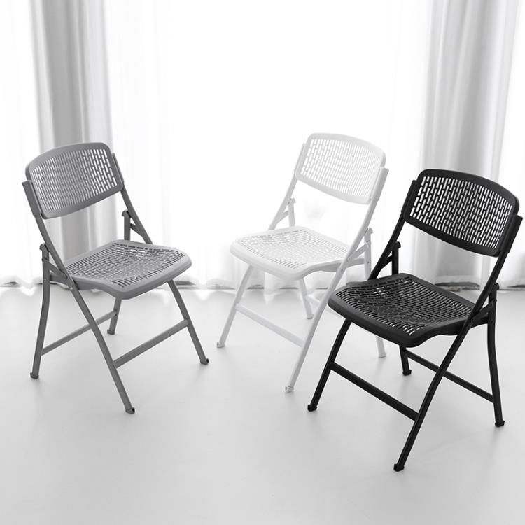 塑料摺疊椅子靠背凳子家用簡約透氣鏤空辦公會議室椅培訓可摺疊椅