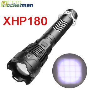 便攜式 XHP180 戰術軍用 LED 手電筒 500000LM 變焦 5 種模式無電池戶外工具騎行家用