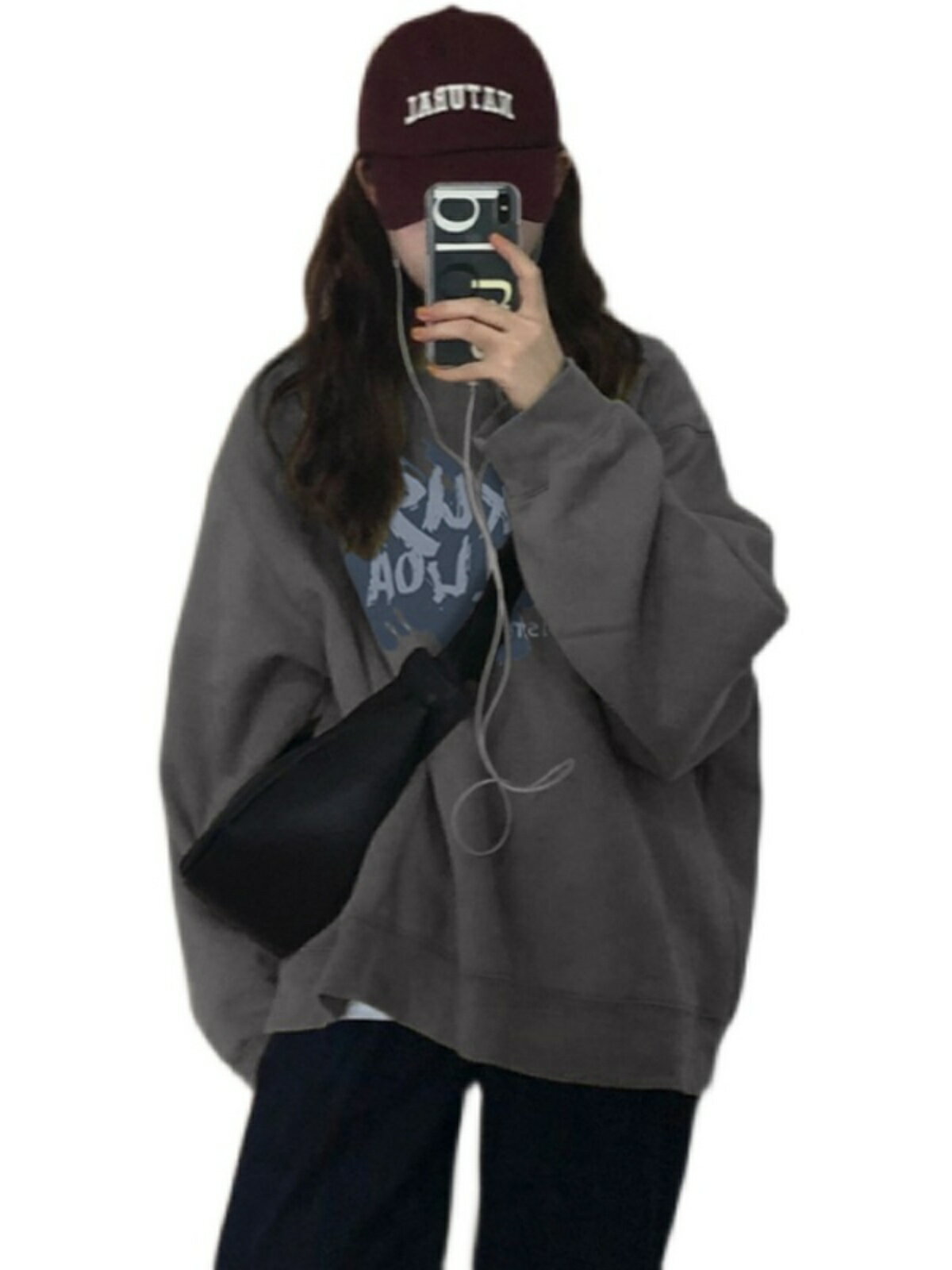 加絨加厚圓領上衣女2025年新款oversize小眾高街無帽外套潮牌ins