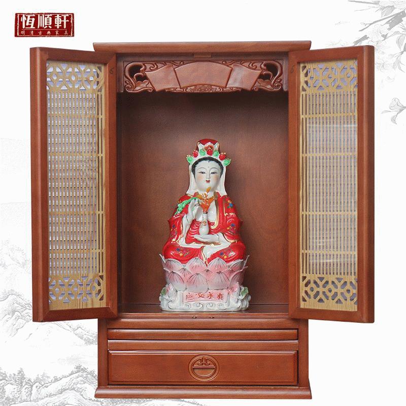 小佛龕家用小型簡易壁掛式臺式帶門玻璃迷你吊柜佛壇觀音供臺壁龕 c7213