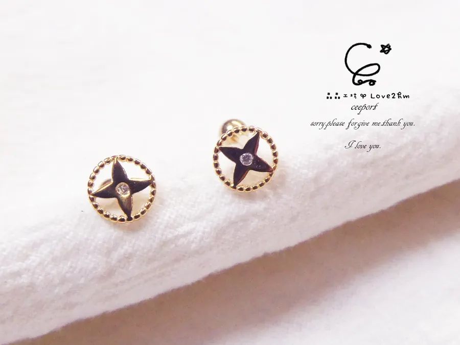 s925純銀鎖扣耳環十字花 鋯石 純銀耳環 925純銀 鍍黃金 晶晶工坊-love2hm 241303 4