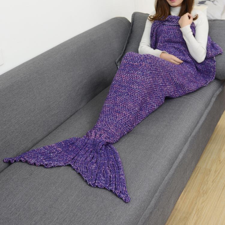 美人魚尾毛毯魚尾巴空調毯子沙發毯針織休閒毯午睡蓋毯秋季人魚毯