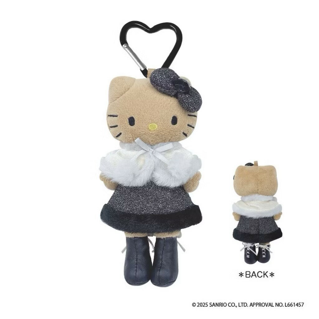 【震撼精品百貨】Hello Kitty 凱蒂貓~日本Sanrio三麗鷗 KITTY絨毛長腿玩偶吊飾-披肩黑洋裝*68692