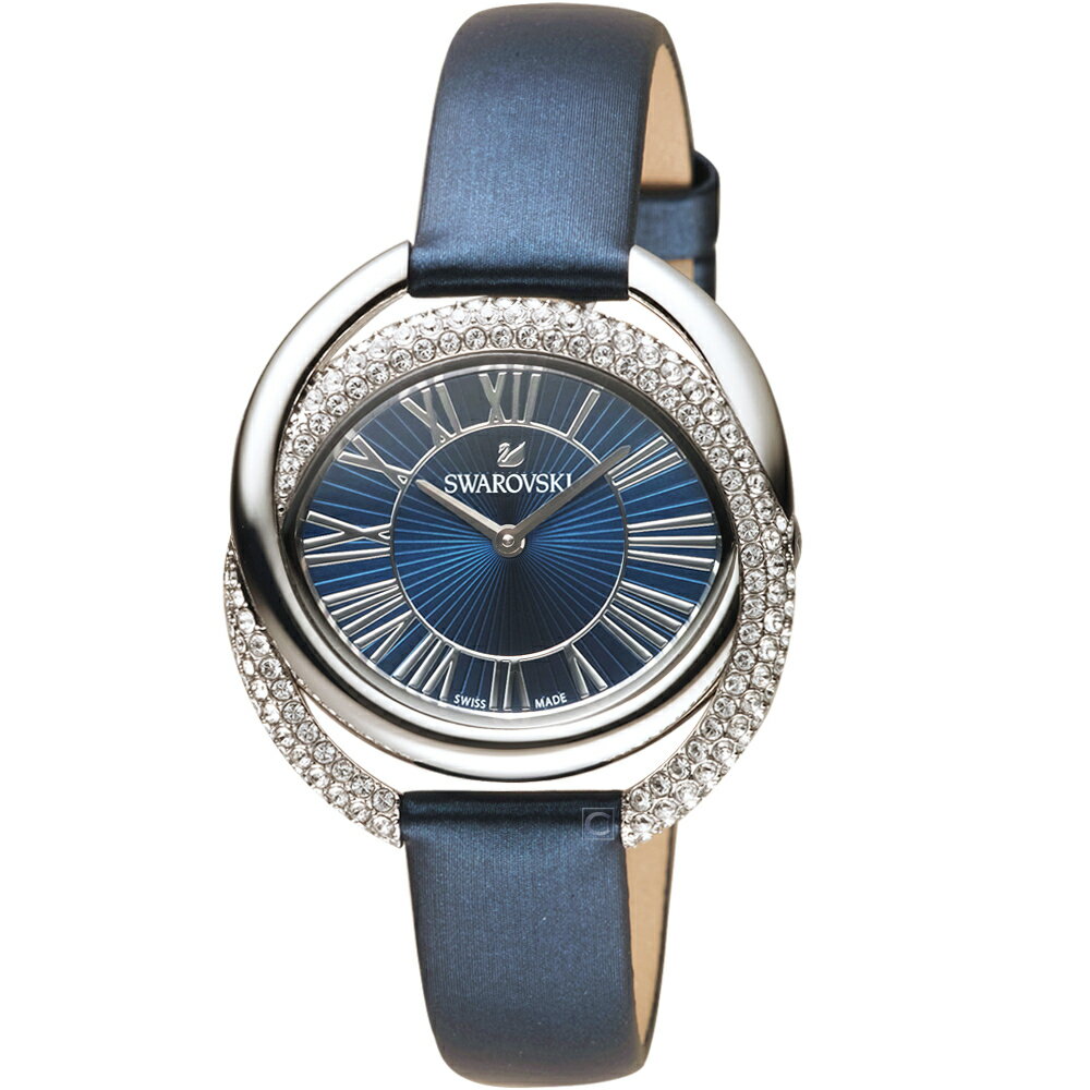 SWAROVSKI 施華洛世奇The Duo永恆交環時尚錶(5484376)-36mm-藍面皮革【刷卡回饋 分期0利率】【APP下單22%點數回饋】