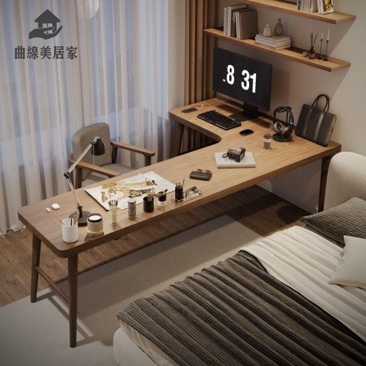 庫房現貨 電腦桌 職員桌 辦公桌 實木桌 簡約全實木轉角書桌l型電腦桌書桌家用電腦辦公桌椅組合 免運開發票syse