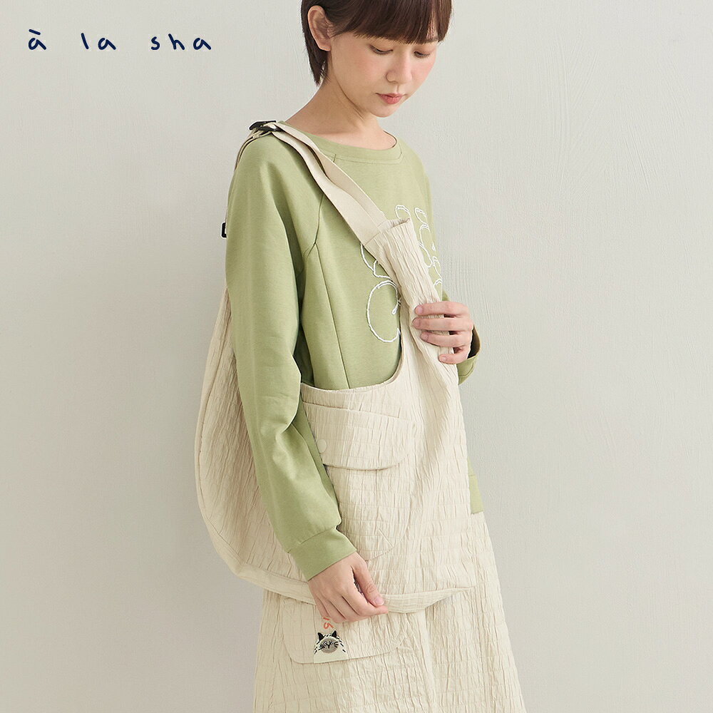 a la sha 2way蘋果貓工裝背心(可變包包)