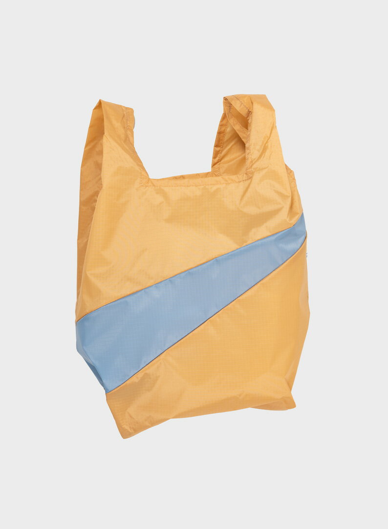 荷蘭 Susan Bijl 防潑水超輕量購物袋 #Ｍ (杏黃/自由藍)