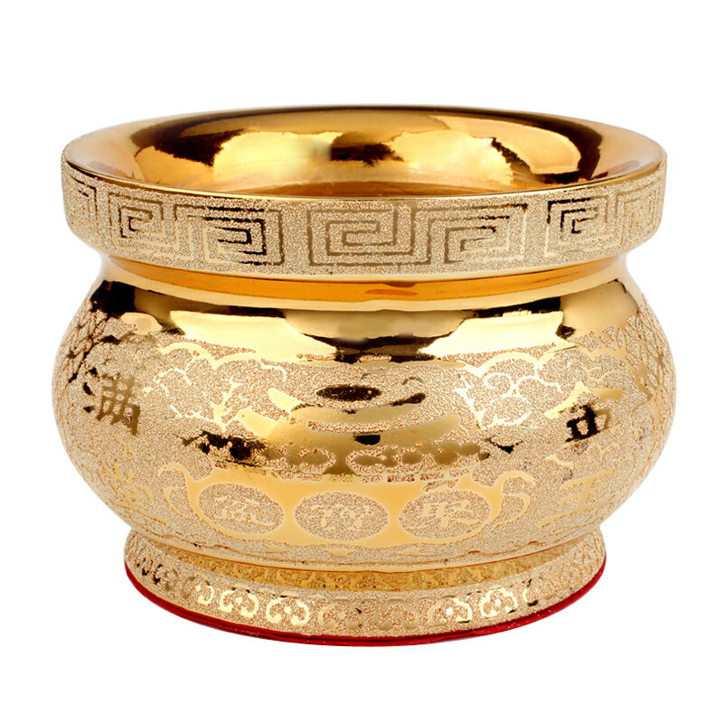 聚緣閣金色陶瓷香爐擺件供奉財神爺觀音菩薩佛像家用室內帶防滑墊