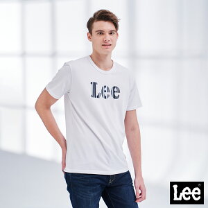 Lee 條紋大Logo短袖圓領T恤 男款 白 Modern