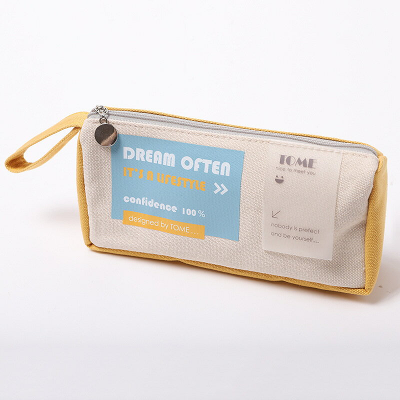 小學生日系風帆布筆袋初中生創意簡約拼接大容易雙層文具小收納袋 8