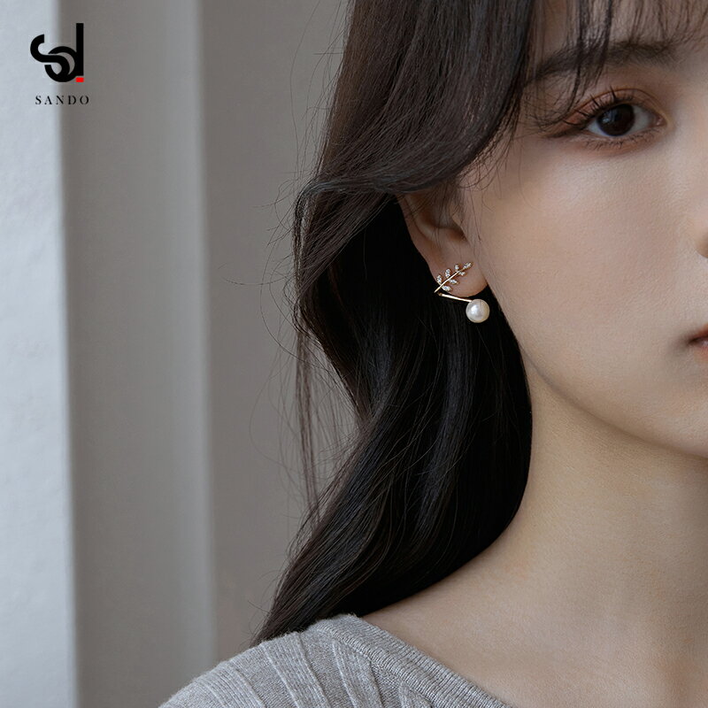 葉子珍珠耳飾女夏純銀小眾設計感高級冷性風氣質耳環2022年新款潮
