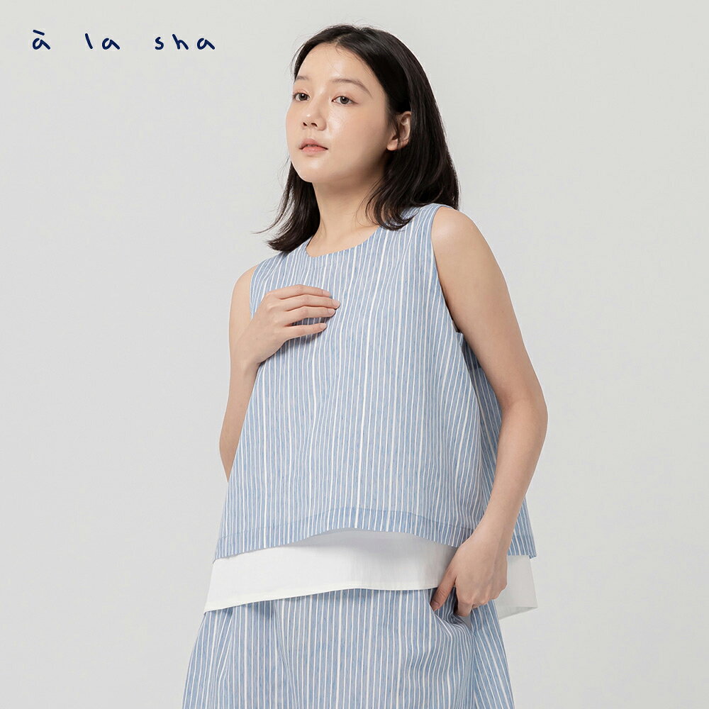 a la sha 水彩紋理條紋背心 1