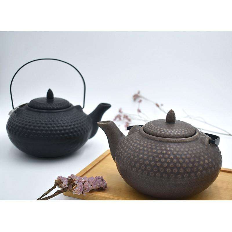 日式陶器茶壺，帶濾茶器和咖啡過濾器，環保，容量750ml，鐵質手柄 5