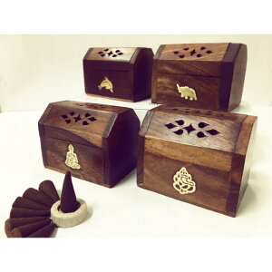 [綺異館] 印度 純手工塔香盒 贈塔香試用 點香盒 木盒 wood cone box - normal