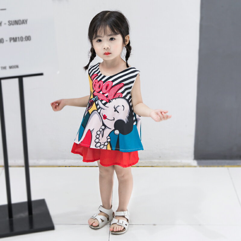 童裝女童夏裝新款洋氣套裝兒童韓版時尚背心短褲雪紡兩件套潮 3