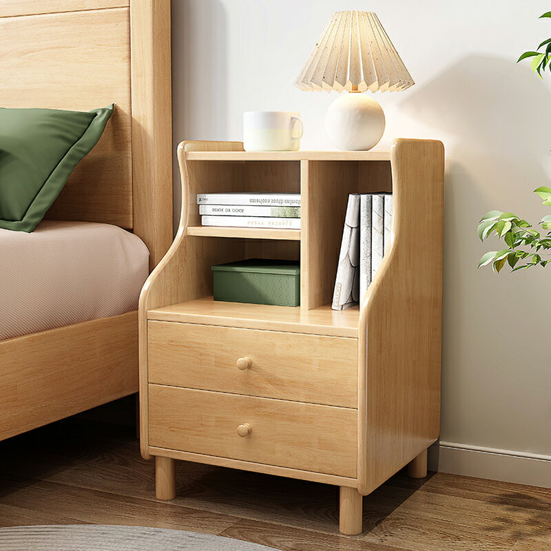 床頭櫃 ● 北歐簡約現代 家用 床邊櫃子置物架簡約帶書架的 小型 便宜床頭櫃