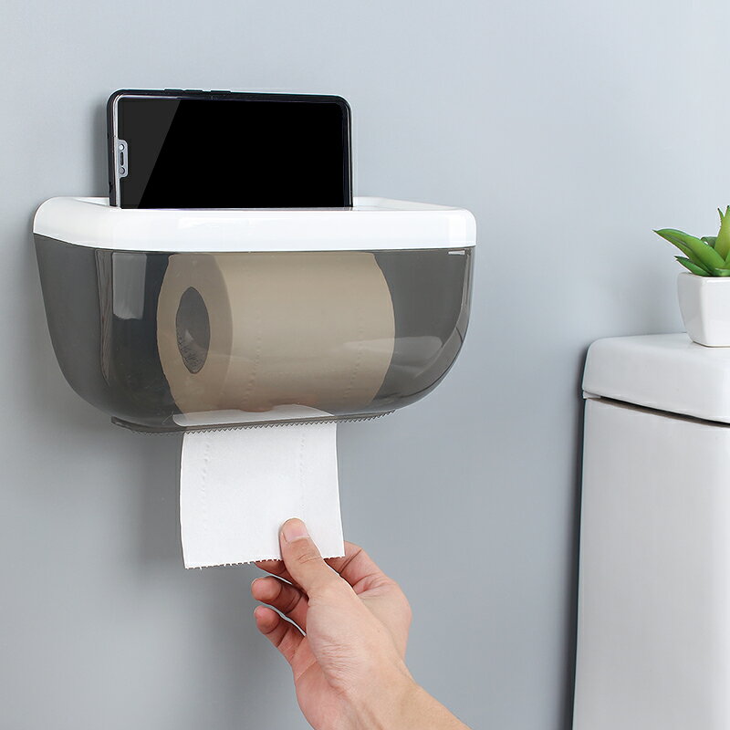 免打孔衛生間紙巾盒廁所抽紙盒多功能創意卷紙盒防水衛生紙置物架