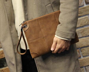 FINDSENSE Z1 韓國 時尚 潮 男 皮質 商務 格子圖案 休閒 手拿包 皮夾包 公事包 二色