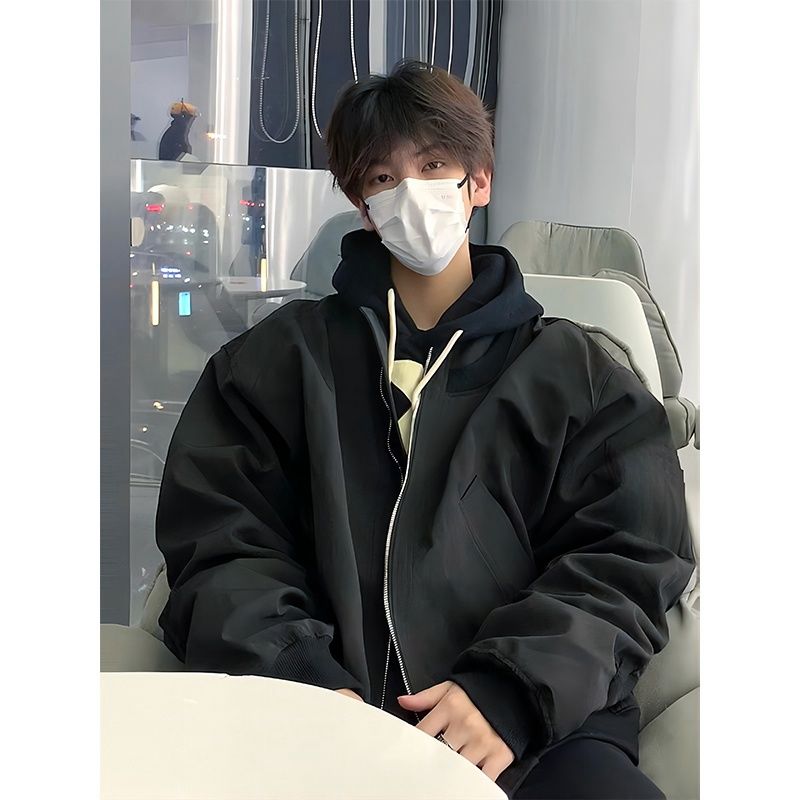 美式飛行員夾克棉服男冬季短款cleanfit廓形立領棉衣加厚保暖外套-貼心家居