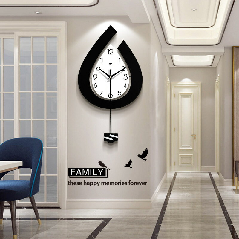 免運 掛鐘 客廳裝飾掛鐘水滴創意時鐘現代簡約家用靜音掛墻石英鐘表 熱賣