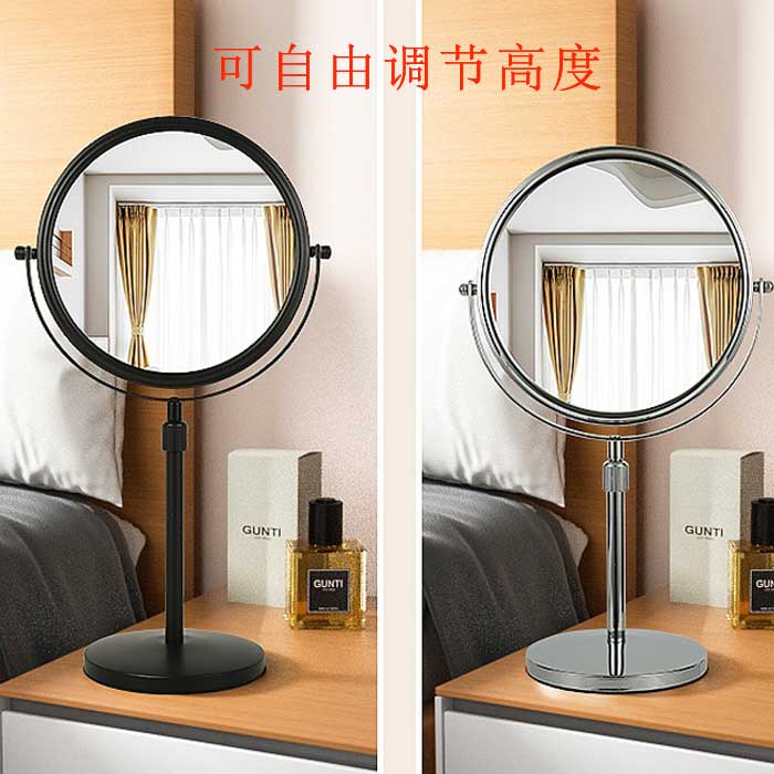 歐式可升降可調節高低臺式化妝鏡雙面鏡10倍放大鏡子伸縮鏡美容鏡