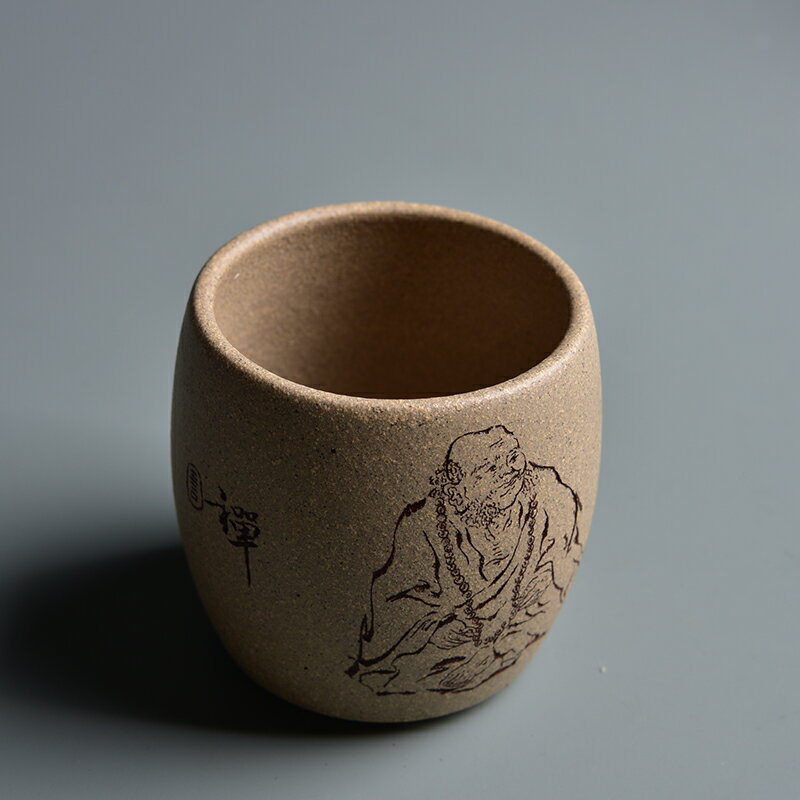 手工刻段泥禪定杯 手工紫砂茶杯 普洱茶杯品茗杯功夫茶具原礦紫砂 2