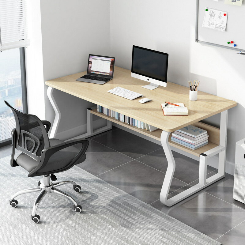 APP下單享點數9% 簡易辦公桌家用鋼木工作電腦臺式桌簡約現代書桌學生臥室寫字桌子