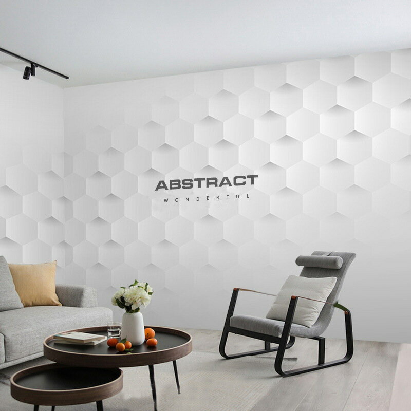 3d立體幾何辦公室墻紙前形象工作室公司背墻壁紙大型壁畫