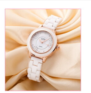 美琪 (簡約時尚)白色화이트陶瓷潮流石英手錶여성 모델女款時尚防水錶