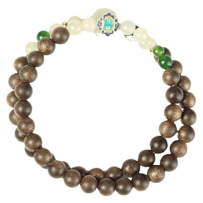 現貨+預購 水晶手鍊串珠手繩女手珠平安擋煞防小人轉運淨化招財開運-沉香木7mm和闐玉玉髓74kj5【獨家進口】【米蘭精品】