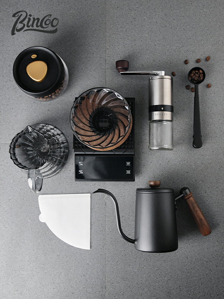 Bincoo手沖咖啡套裝咖啡壺玻璃分享壺濾杯v60過濾器濾紙咖啡器具