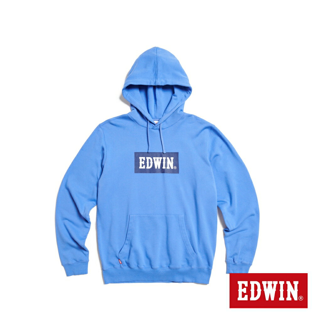 EDWIN 立體波紋連帽長袖T恤-男款 水藍色
