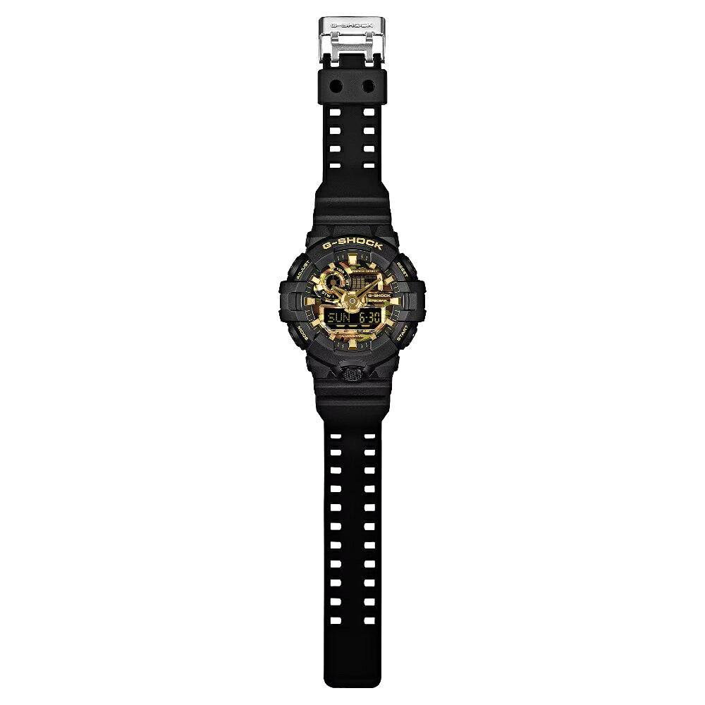 CASIO卡西歐 G-SHOCK GA-700 系列 GA-700CF-1A  金色迷彩雙顯時尚腕錶  黑色 53.4mm｜樂天領券現折★全館特惠中★指定刷卡回饋10% 4