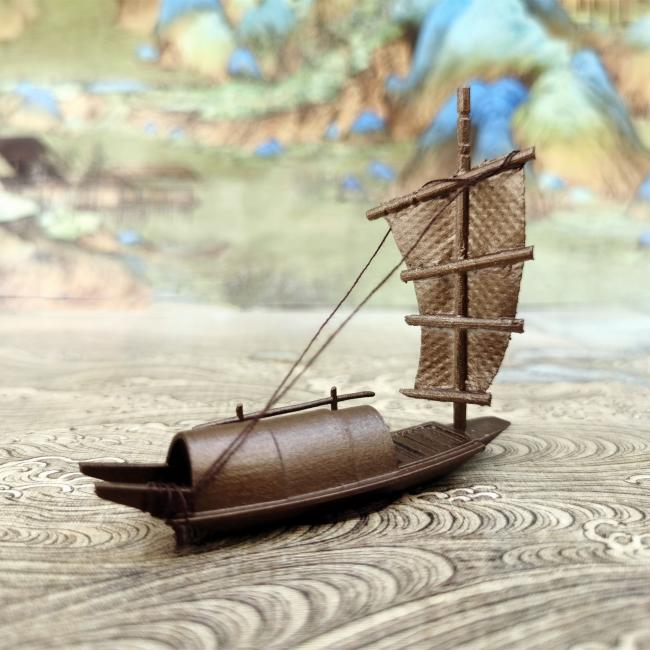 禪意枯山水擺件 古代烏篷船小帆船 小舟 竹筏桌面微景觀 沙盤裝飾