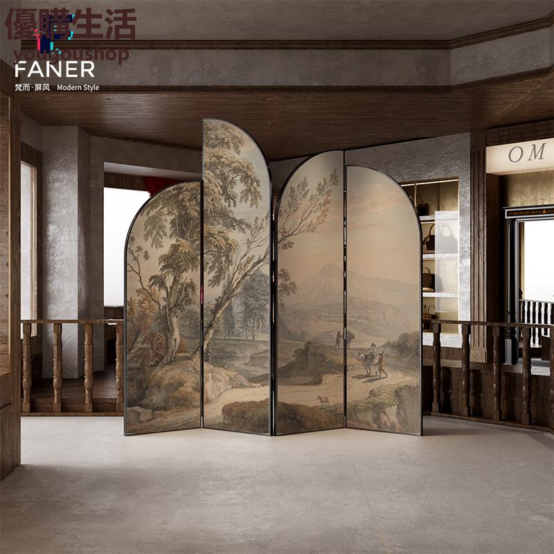 優購生活~定製梵而復古北歐法式屏風隔斷玄關客廳折疊移動設計師款現代簡約家用定製 屏風櫃 屏風 隔間 客廳 玄關櫃 隔板 屏風架訂製 可付費上門安裝