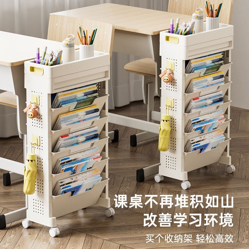 小推車置物架桌邊書架多層移動書桌書本收納神器落地式學生儲物架