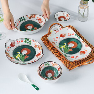 碗碟套裝家用碗盤組合高顏值可愛少女心創意陶瓷高檔餐具喬遷新居