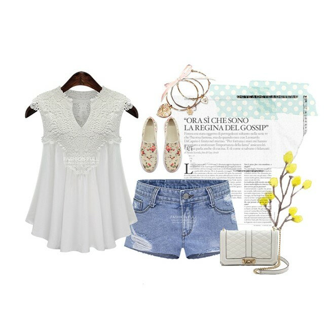 中大尺碼女裝 歐美寬鬆百搭蕾絲雪紡衫 雪紡上衣 無袖上衣 櫻桃嚴選胖MM都可以穿 1