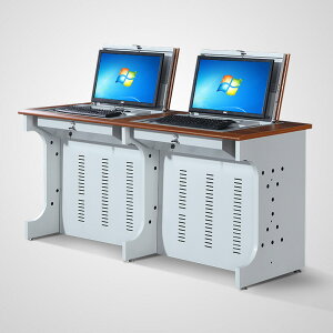 桌子 翻轉電腦桌半嵌入式隱藏桌多媒體電教室培訓桌學校教室機房學生桌